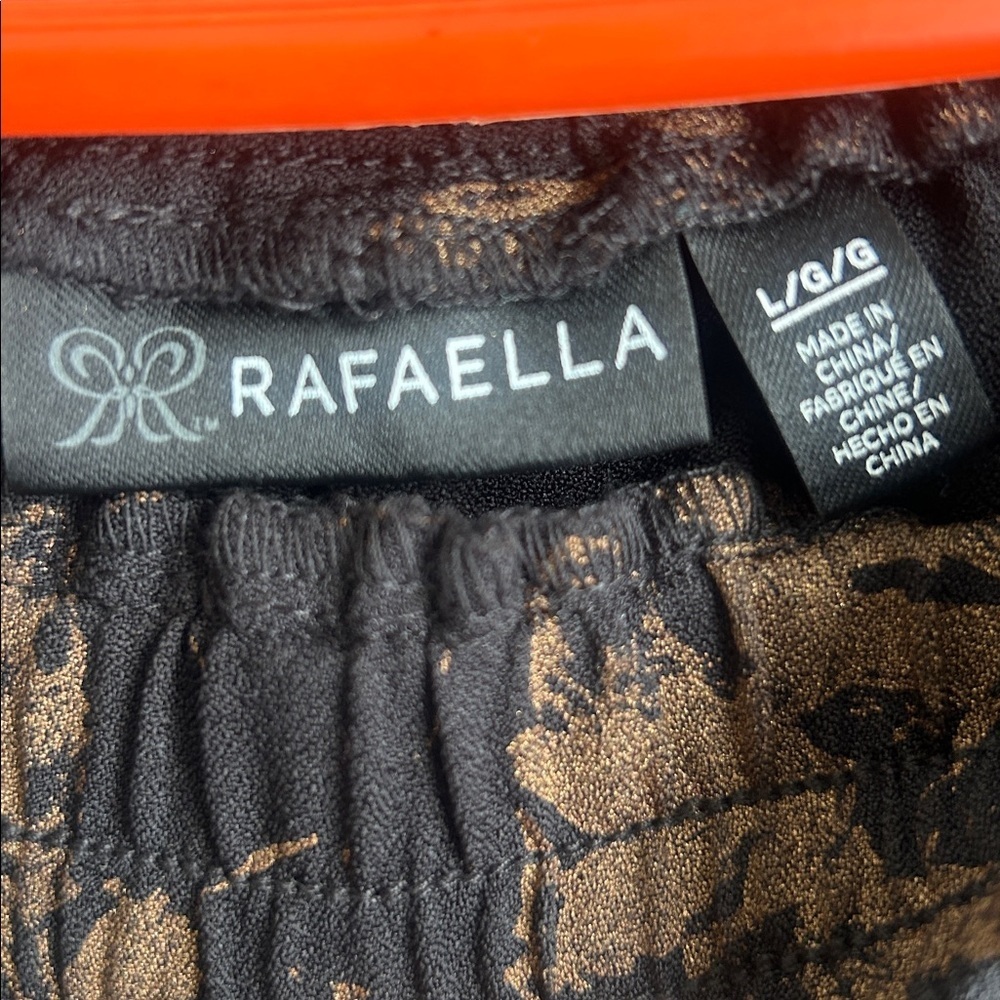 Rafaella black and gold print "the wide" polyester/elastane pants size large - Picture 6 of 6